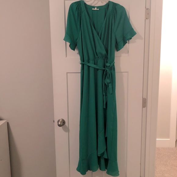 june & hudson Dresses & Skirts - Faux wrap green dress